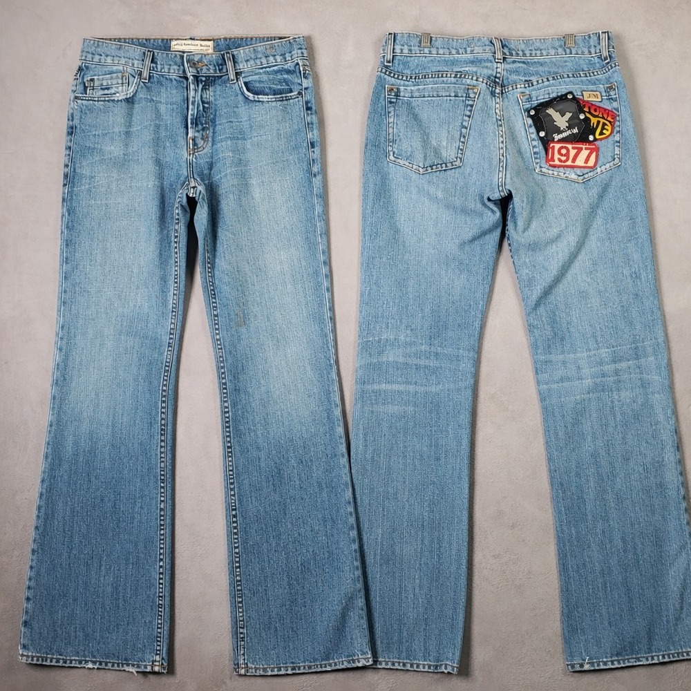 VTG Y2K Juicy Couture Jeans Mens 33x33 Blue Bootcut 1977 Eagle Patch Button Fly